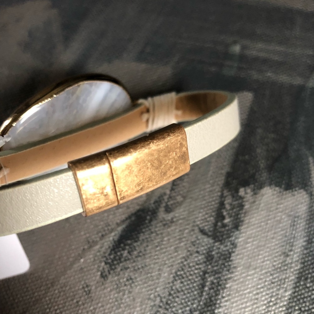 NWT Black Lace Agate + Leather magnetic Bracelet - Picture 5 of 6